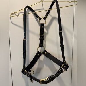 ĀRDĒO Black Leather Harness with Brass Accents